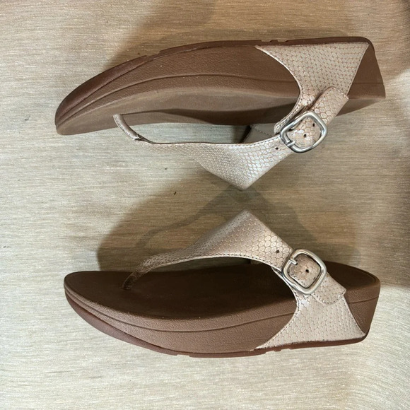 FITFLOP Sz 5 Front Toe Post Flip Flop Style Platform Slip On Slides Sandals - Picture 7 of 8